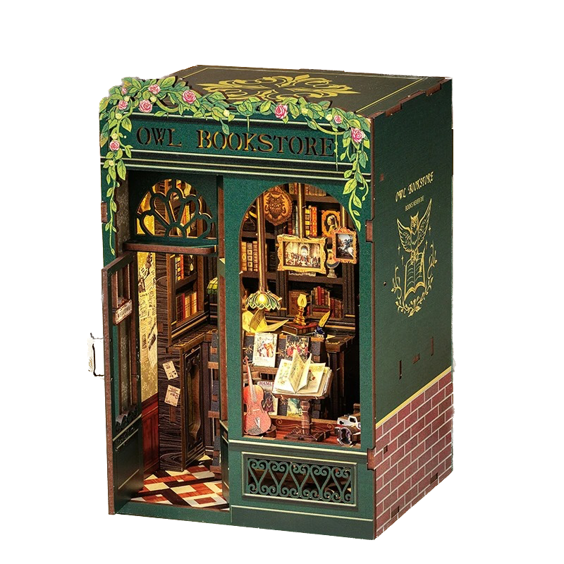 Owl book store miniature booknook from Joyful Memo