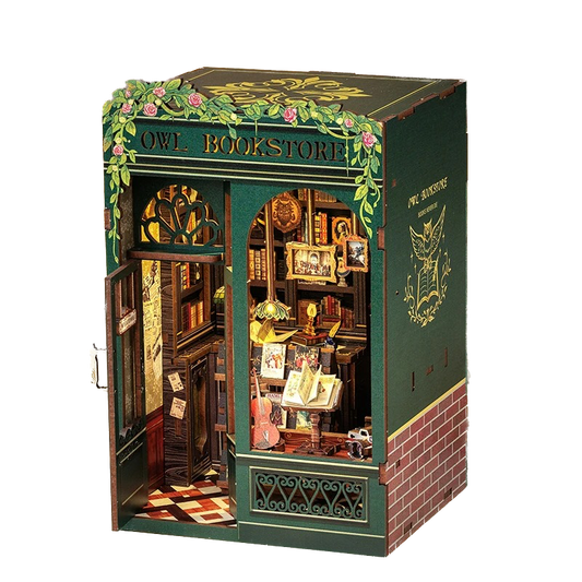 Owl book store miniature booknook from Joyful Memo