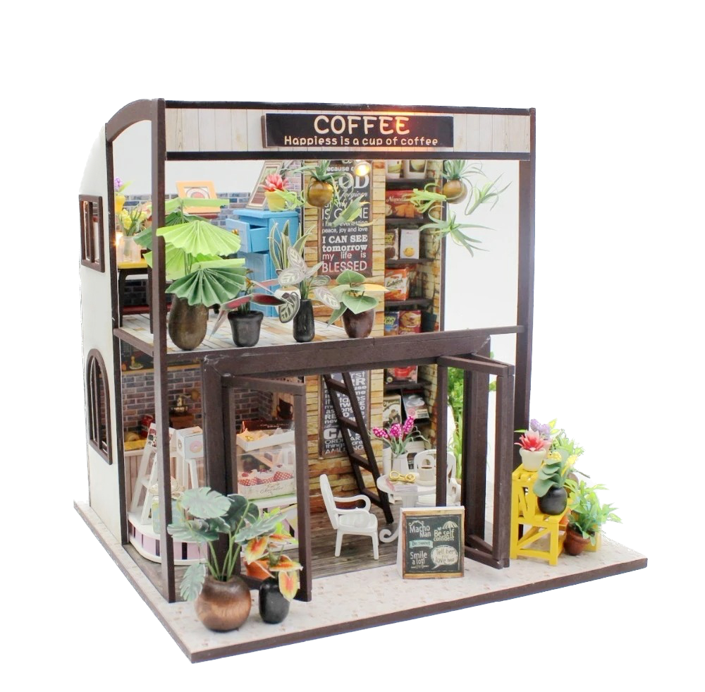 Wooden coffee miniature dollhouse from Joyful Memo