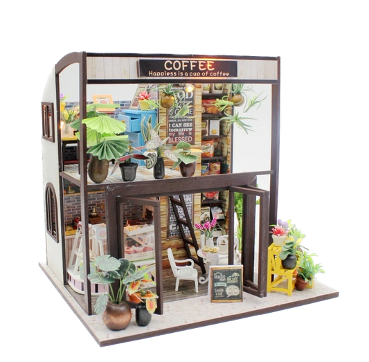 Wooden coffee miniature dollhouse from Joyful Memo